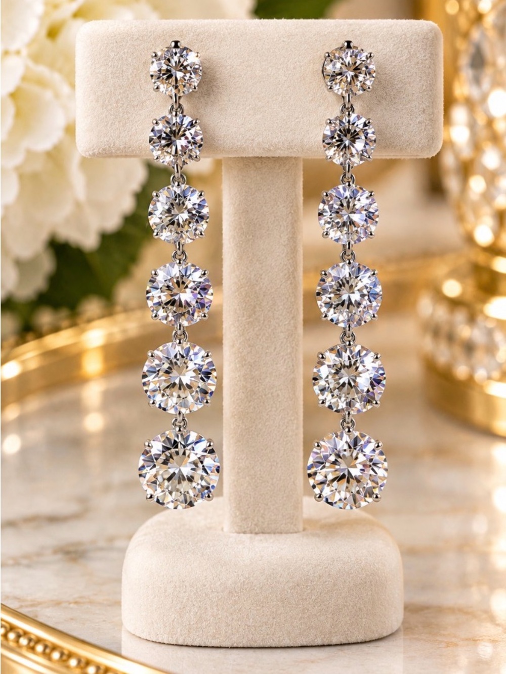 kate spade silver-tone clear crystal linear drop earrings - Picture 3 of 5